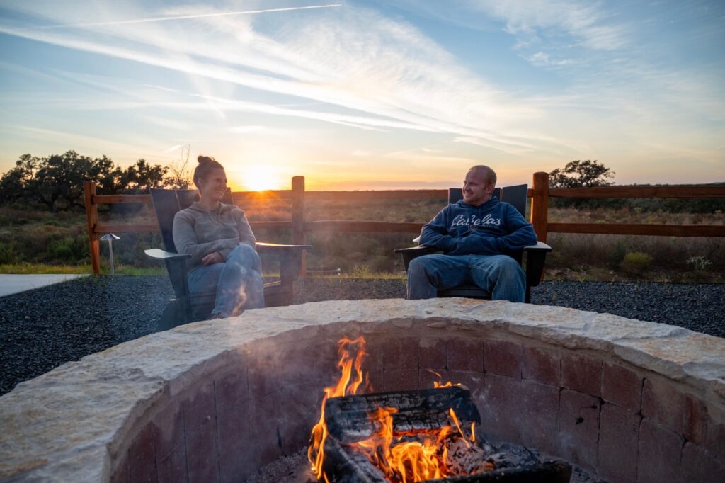Horseshoe Ridge RV Resort  couple enjoying the campfire
