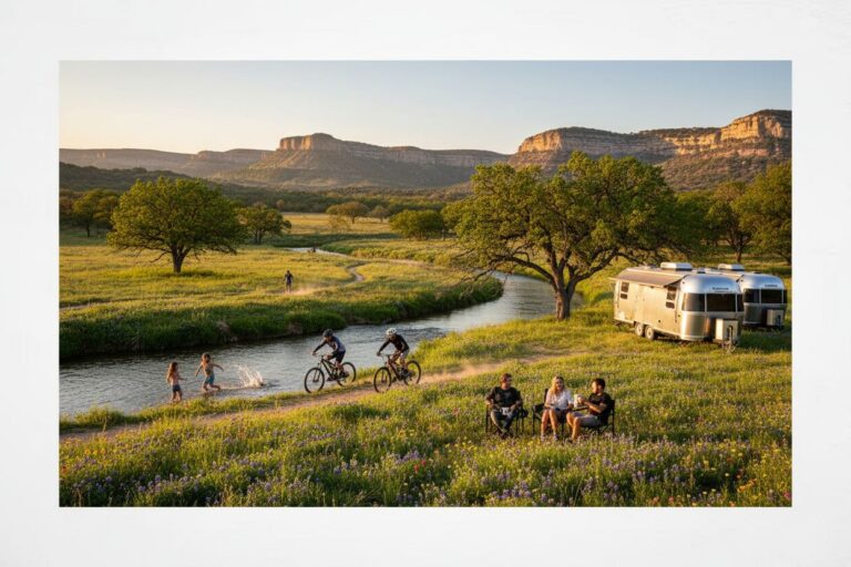 Texas Hill Country landscape RV campsite